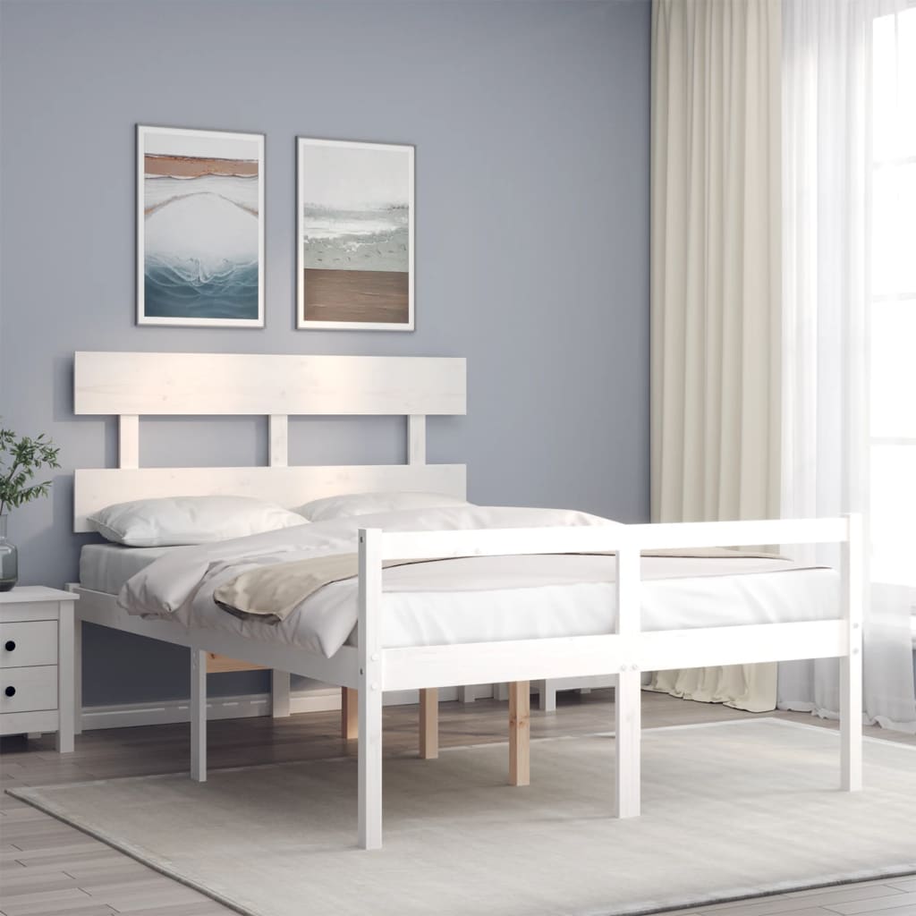 Letto per Anziani Bianco Testiera Small Double Legno Massello | homemem39