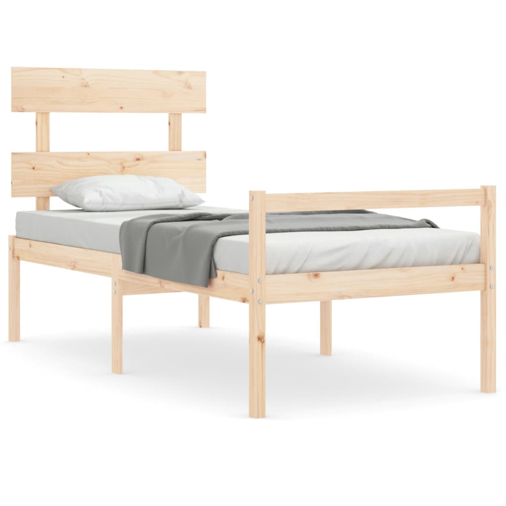 Letto per Anziani con Testiera 90x200 cm in Legno Massello