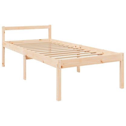 Letto per Anziani con Testiera 90x200 cm in Legno Massello