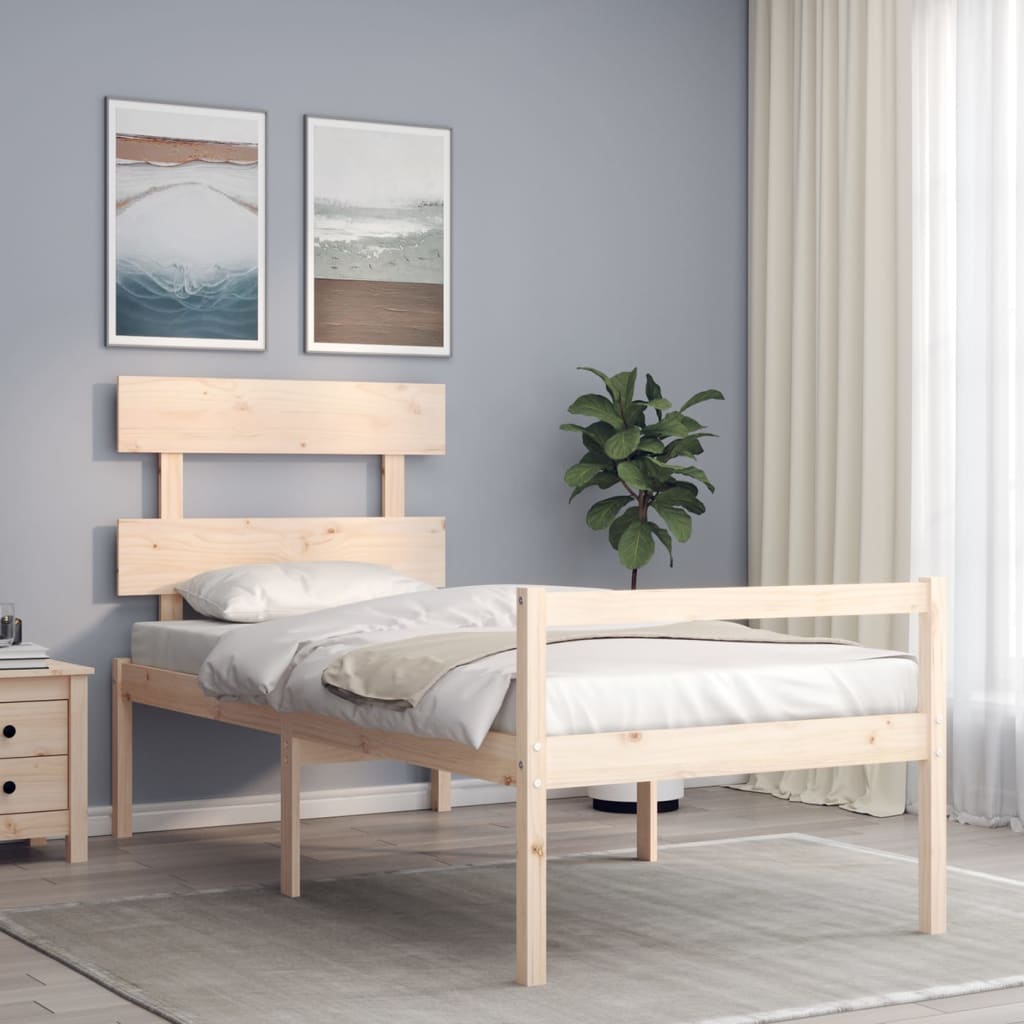 Letto per Anziani con Testiera 90x200 cm in Legno Massello