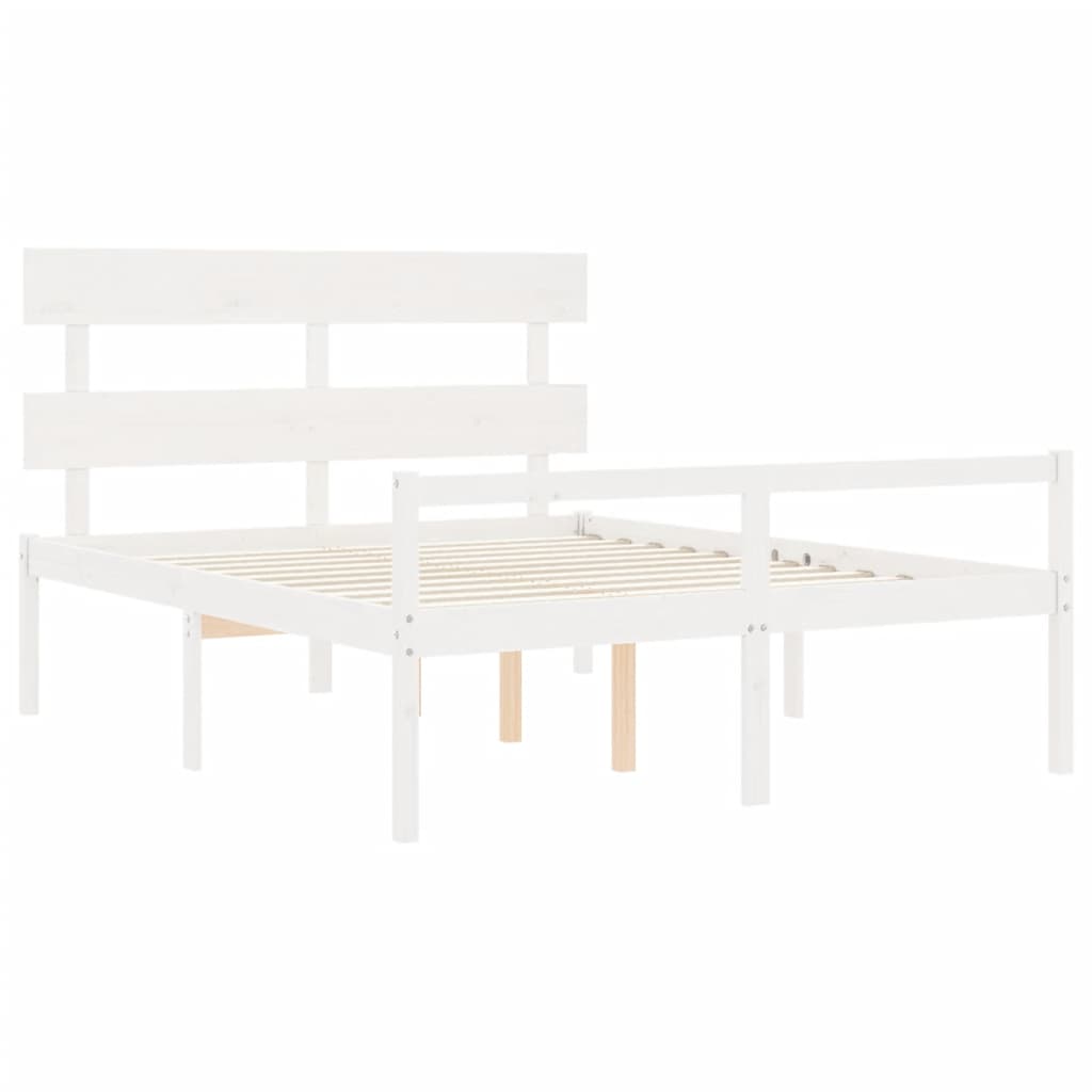 Letto per Anziani con Testiera Bianco 160x200 cm Legno Massello