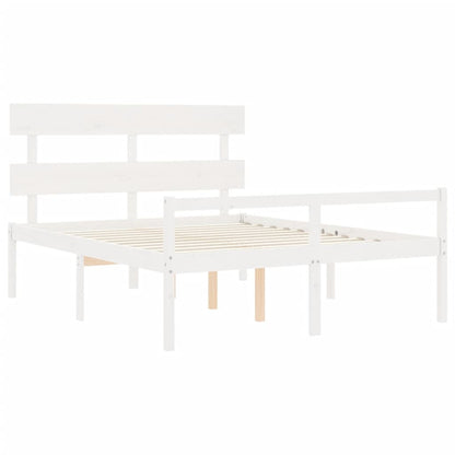 Letto per Anziani con Testiera Bianco 160x200 cm Legno Massello
