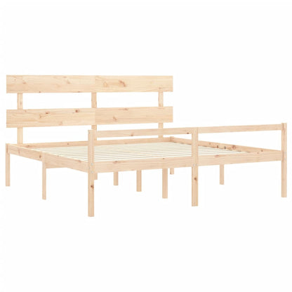 Letto per Anziani con Testiera Bianco Super King Legno Massello