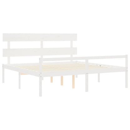 Letto per Anziani con Testiera Bianco 200x200 cm Legno Massello | homemem39