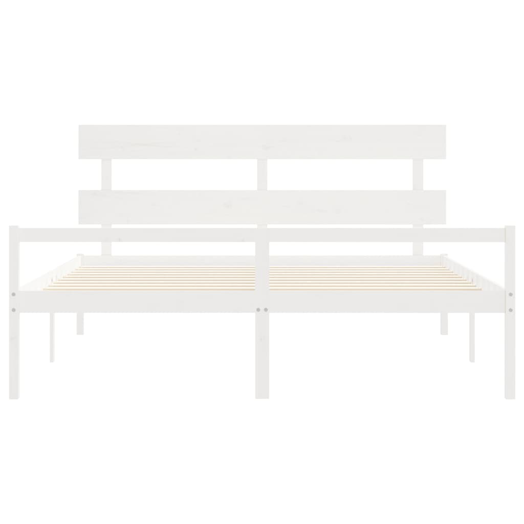 Letto per Anziani con Testiera Bianco 200x200 cm Legno Massello | homemem39