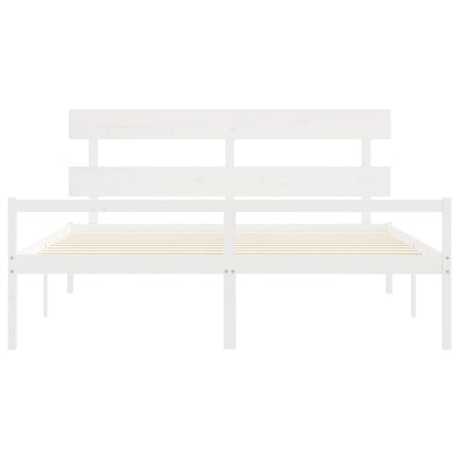 Letto per Anziani con Testiera Bianco 200x200 cm Legno Massello | homemem39