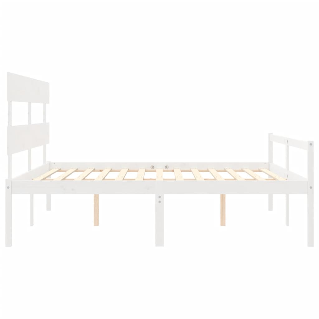 Letto per Anziani con Testiera Bianco 200x200 cm Legno Massello | homemem39