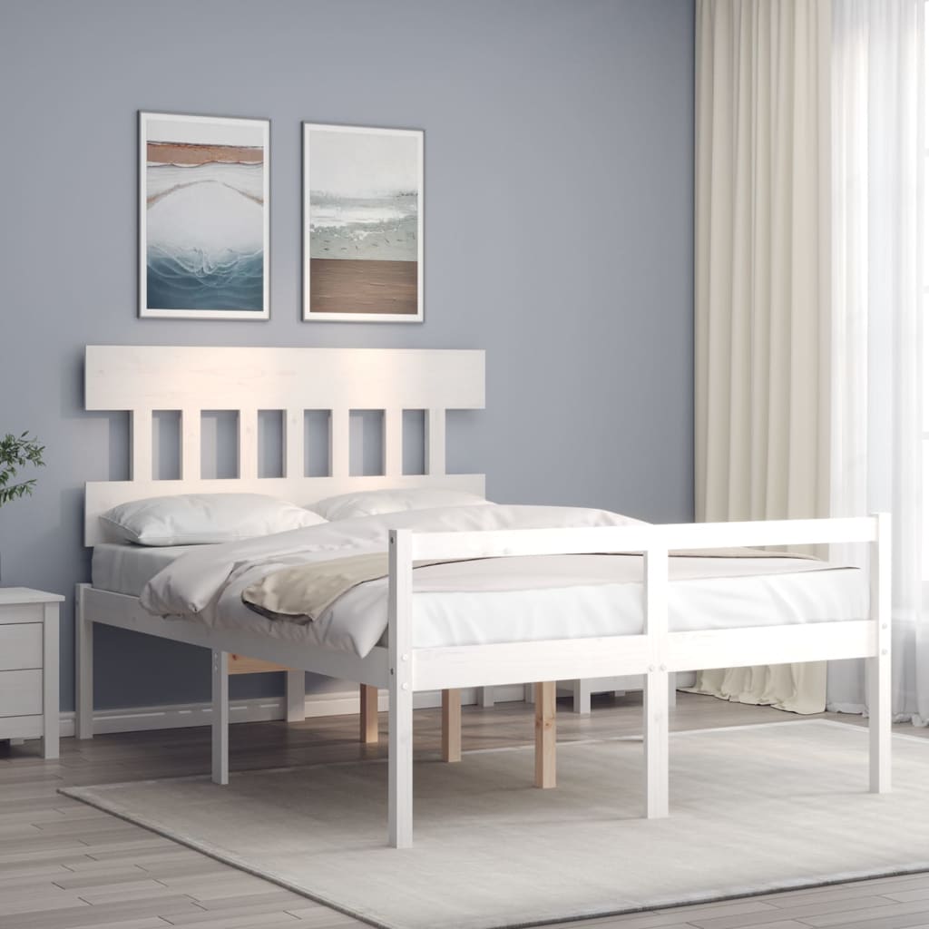 Letto per Anziani Bianco Testiera Small Double Legno Massello | homemem39