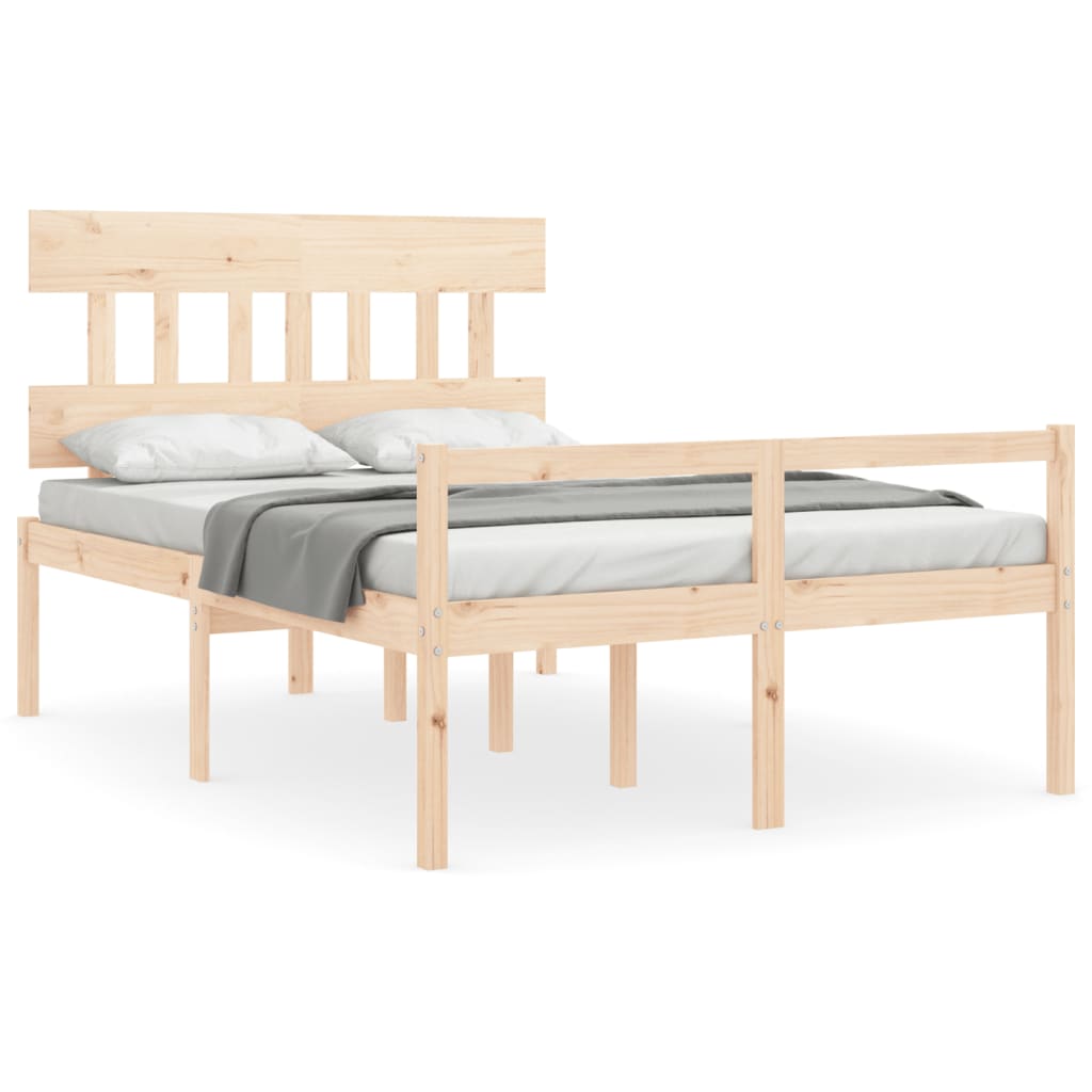 Letto per Anziani con Testiera 140x190 cm in Legno Massello