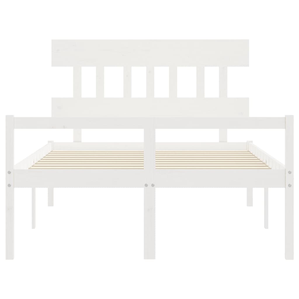 Letto per Anziani con Testiera Bianco 140x190 cm Legno Massello | homemem39