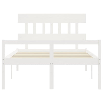 Letto per Anziani con Testiera Bianco 140x190 cm Legno Massello | homemem39