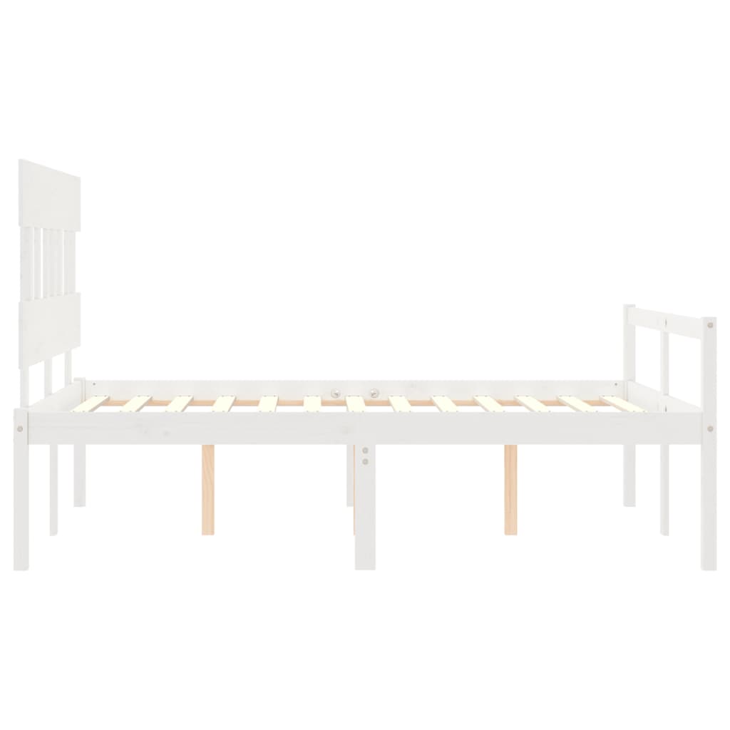 Letto per Anziani con Testiera Bianco 140x190 cm Legno Massello | homemem39