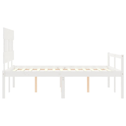 Letto per Anziani con Testiera Bianco 140x190 cm Legno Massello | homemem39