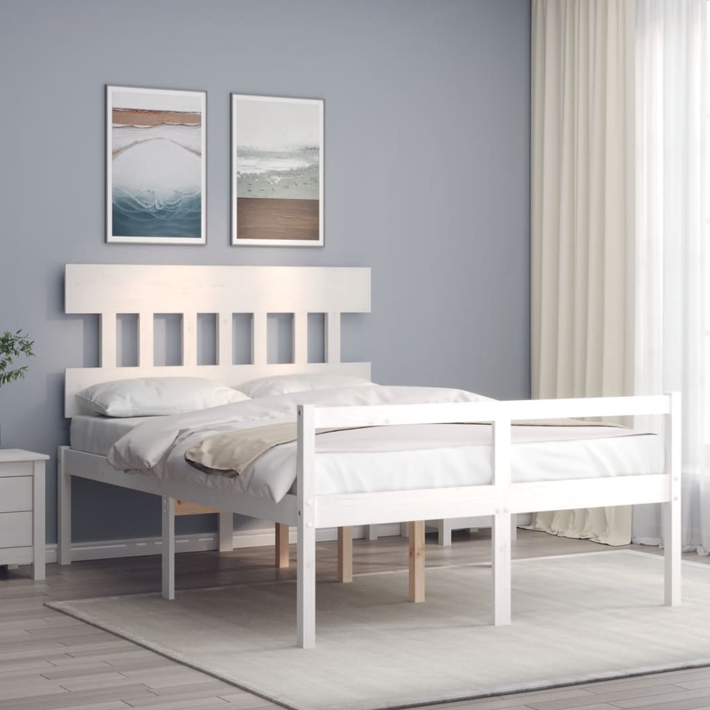 Letto per Anziani con Testiera Bianco 140x190 cm Legno Massello | homemem39