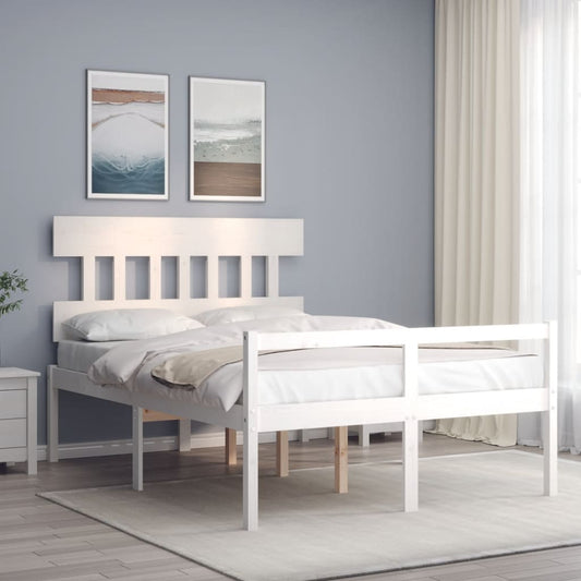 Letto per Anziani con Testiera Bianco 140x190 cm Legno Massello | homemem39