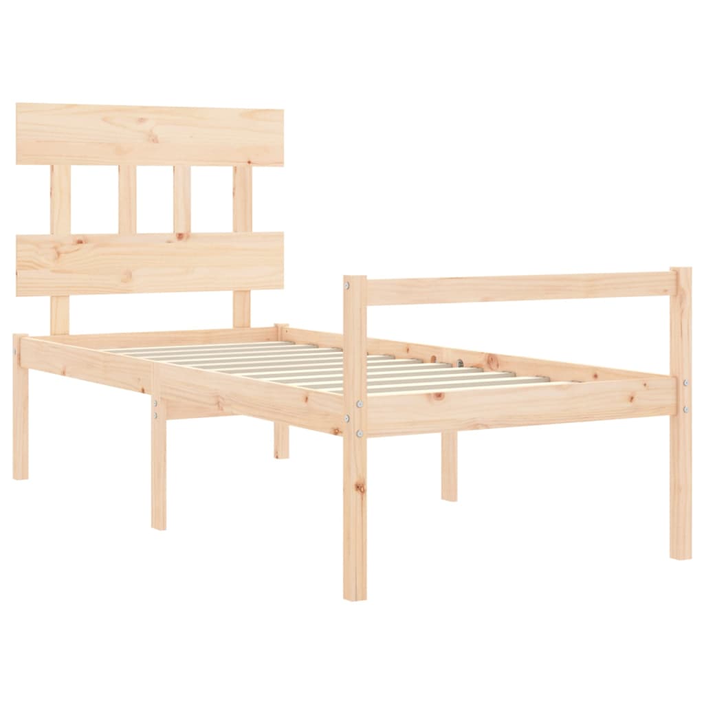 Letto per Anziani con Testiera 90x200 cm in Legno Massello