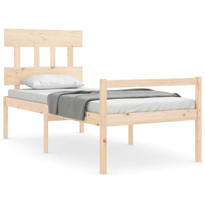 Letto per Anziani con Testiera 100x200 cm in Legno Massello