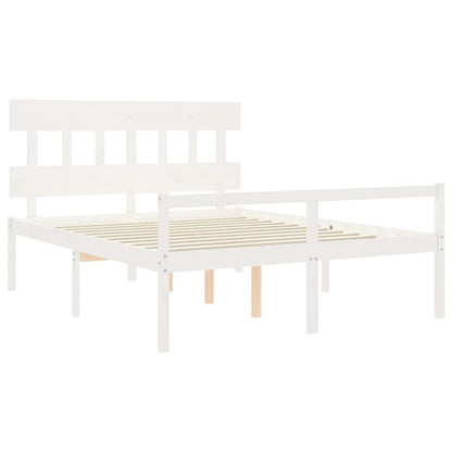 Letto per Anziani con Testiera Bianco 160x200 cm Legno Massello