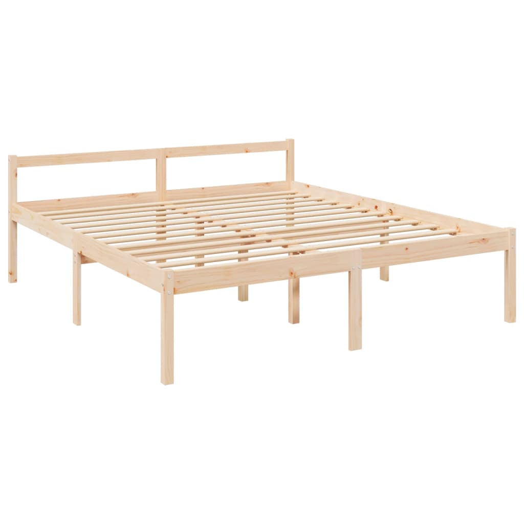 Letto per Anziani con Testiera Bianco Super King Legno Massello
