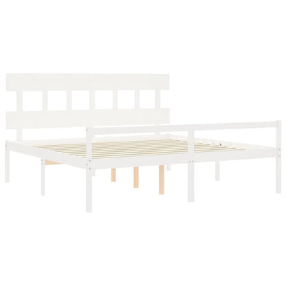 Letto per Anziani con Testiera Bianco Super King Legno Massello