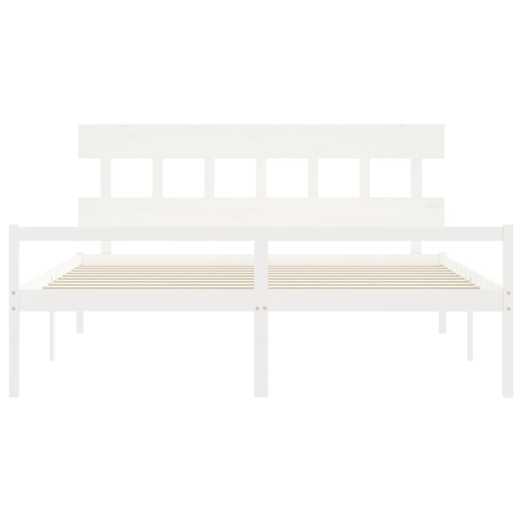 Letto per Anziani con Testiera Bianco 200x200 cm Legno Massello | homemem39