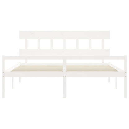 Letto per Anziani con Testiera Bianco 200x200 cm Legno Massello | homemem39
