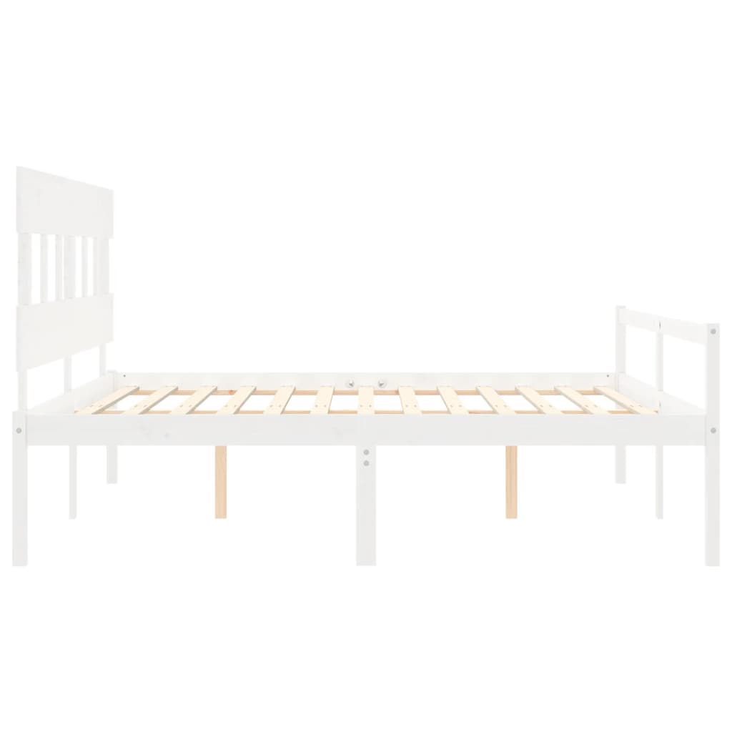 Letto per Anziani con Testiera Bianco 200x200 cm Legno Massello | homemem39