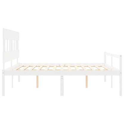 Letto per Anziani con Testiera Bianco 200x200 cm Legno Massello | homemem39