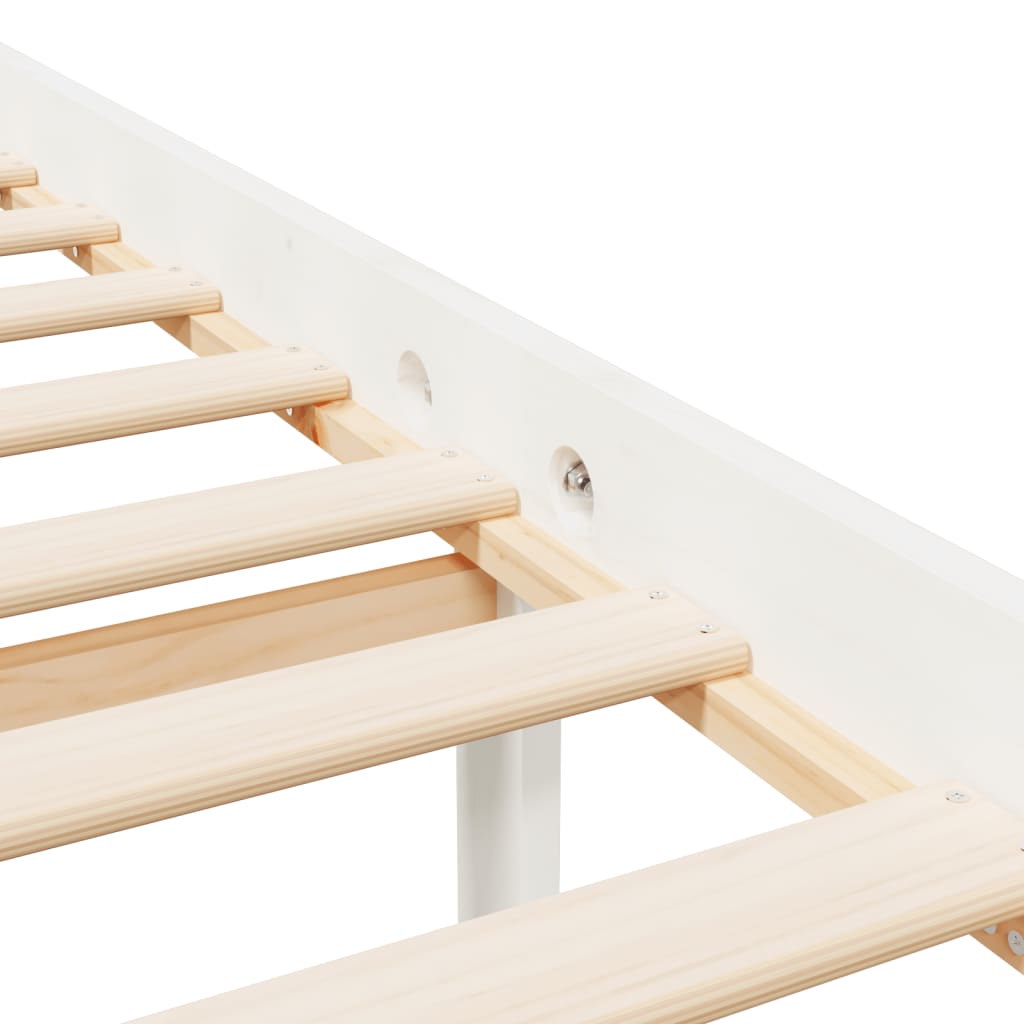 Letto per Anziani con Testiera Bianco 200x200 cm Legno Massello | homemem39