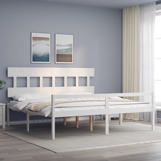 Letto per Anziani con Testiera Bianco 200x200 cm Legno Massello | homemem39