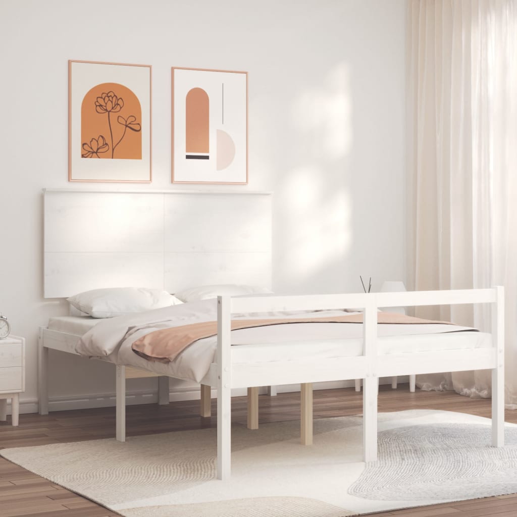 Letto per Anziani Bianco Testiera Small Double Legno Massello | homemem39
