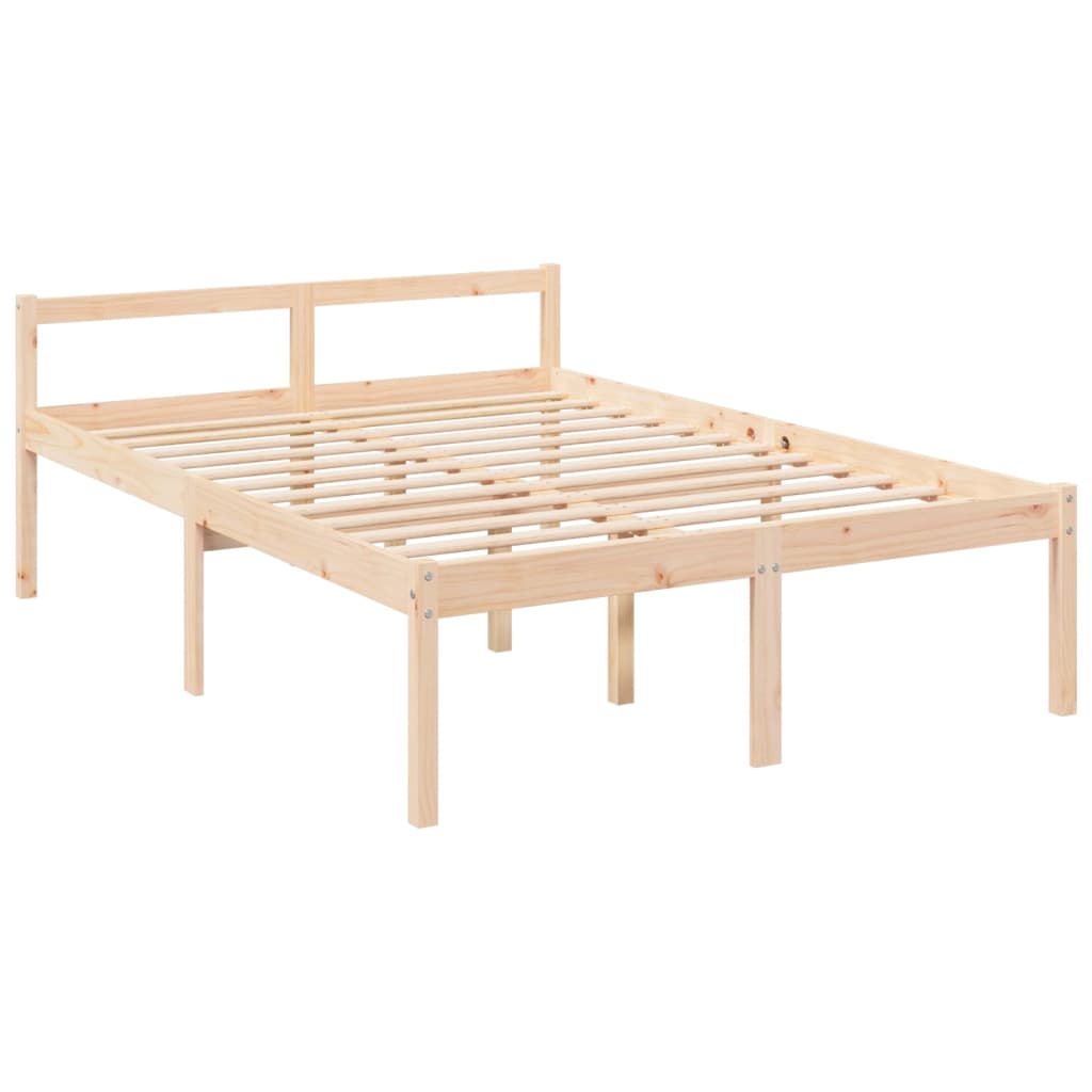 Letto per Anziani con Testiera 140x190 cm in Legno Massello