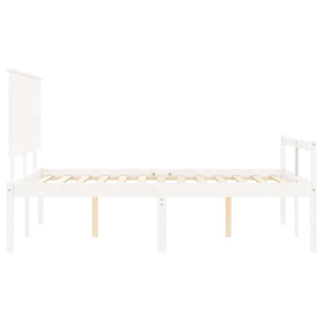 Letto per Anziani con Testiera Bianco 140x190 cm Legno Massello
