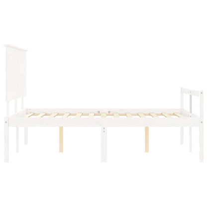 Letto per Anziani con Testiera Bianco 140x190 cm Legno Massello