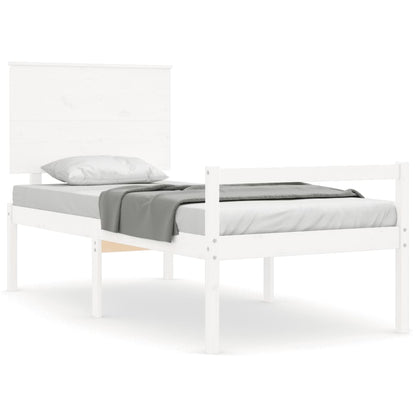Letto per Anziani con Testiera Bianco 90x200 cm Legno Massello