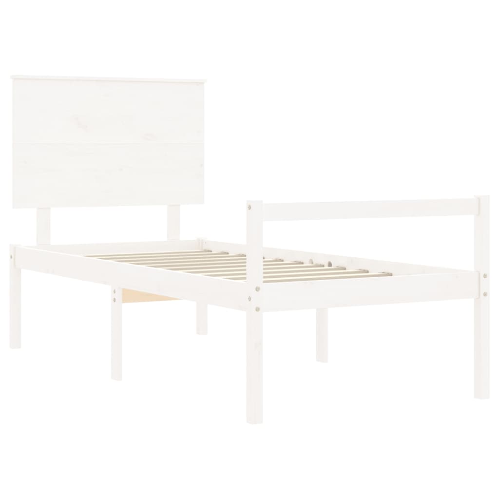 Letto per Anziani con Testiera Bianco 90x200 cm Legno Massello