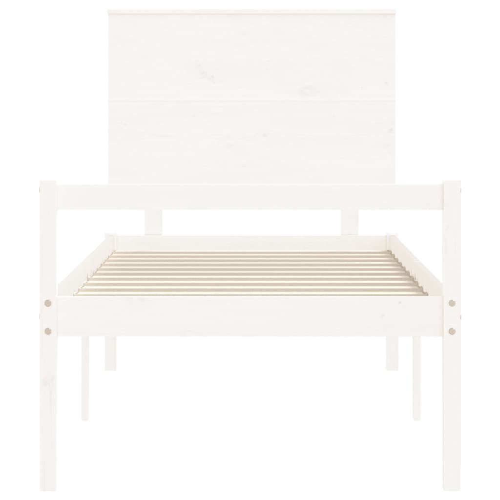 Letto per Anziani con Testiera Bianco 90x200 cm Legno Massello