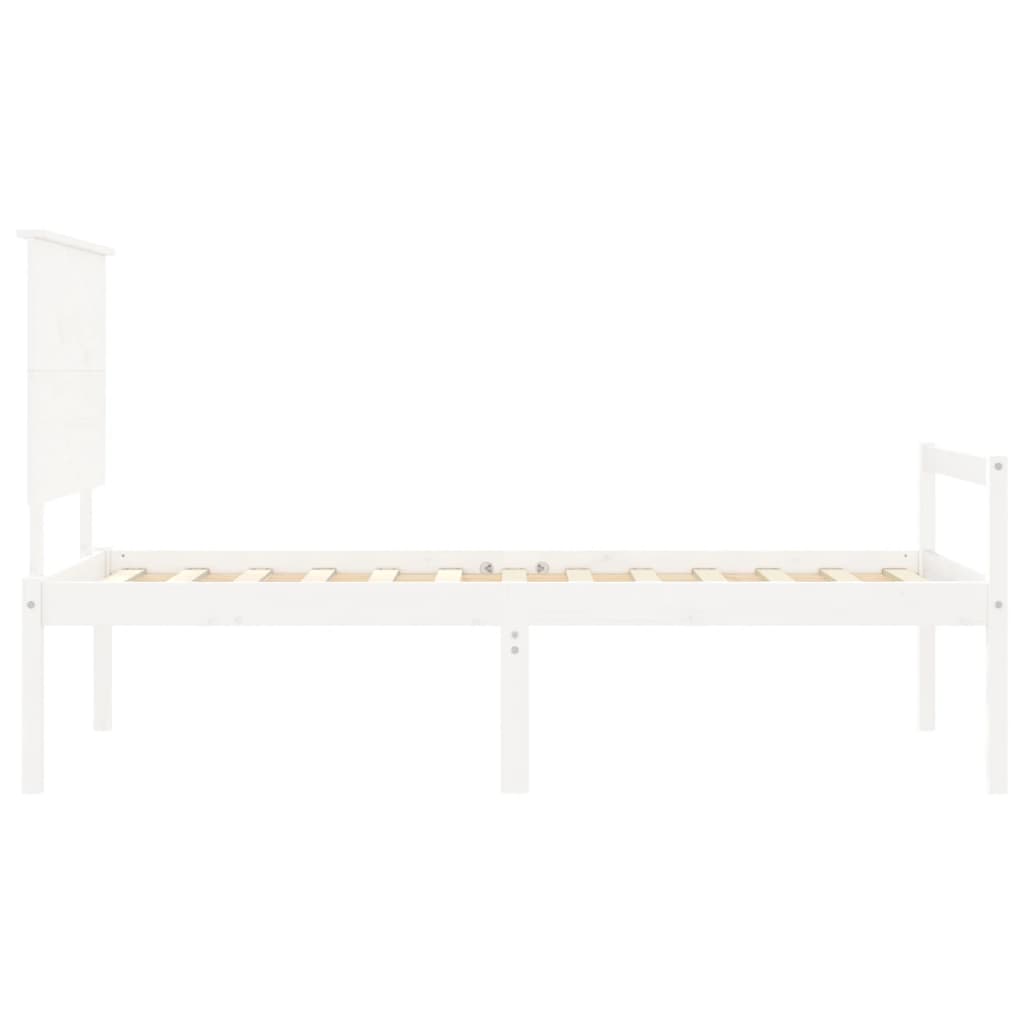 Letto per Anziani con Testiera Bianco 90x200 cm Legno Massello