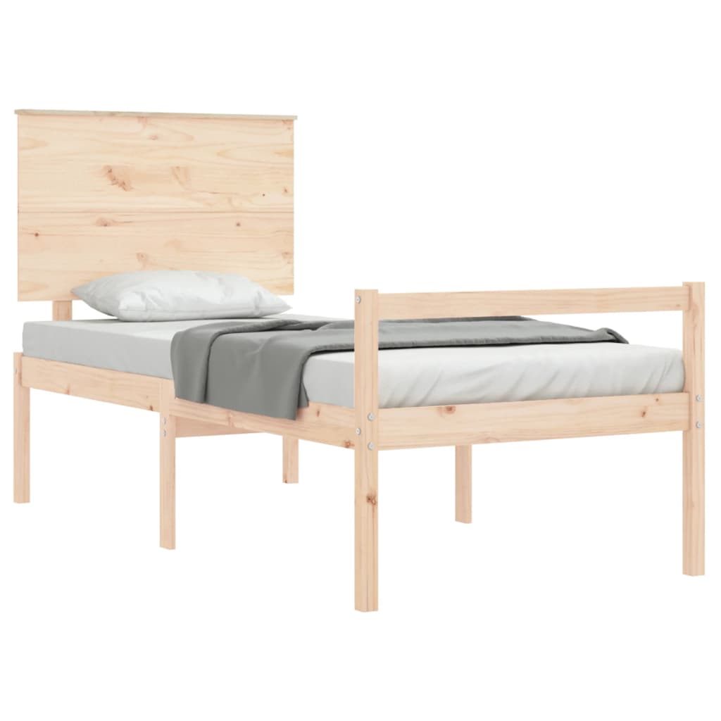 Letto per Anziani con Testiera 100x200 cm in Legno Massello