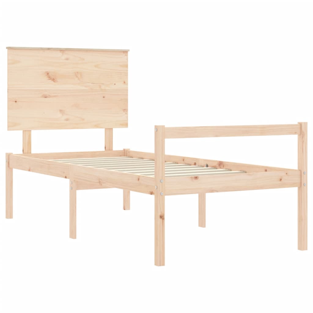 Letto per Anziani con Testiera 100x200 cm in Legno Massello