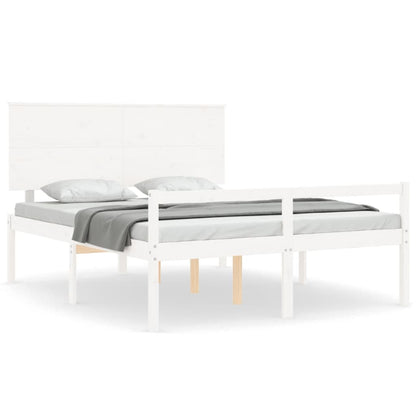Letto per Anziani con Testiera Bianco King Legno Massello - homemem39