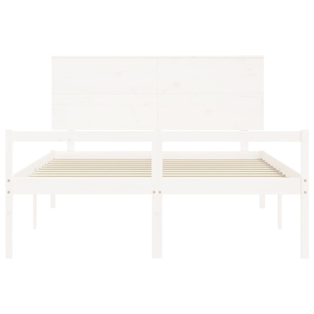 Letto per Anziani con Testiera Bianco King Legno Massello - homemem39