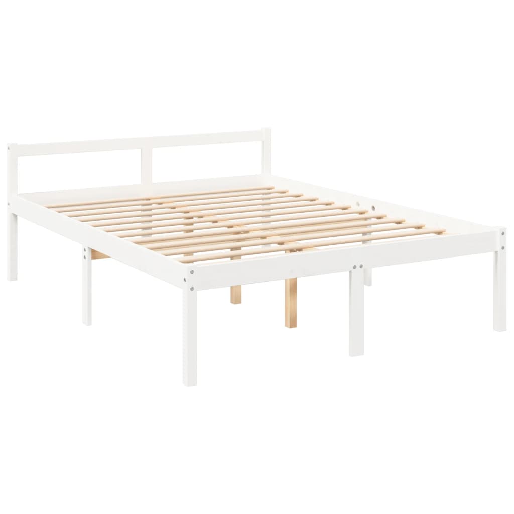 Letto per Anziani con Testiera Bianco King Legno Massello - homemem39