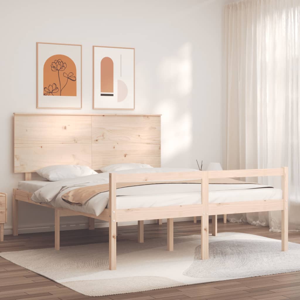 Letto per Anziani con Testiera 160x200 cm in Legno Massello