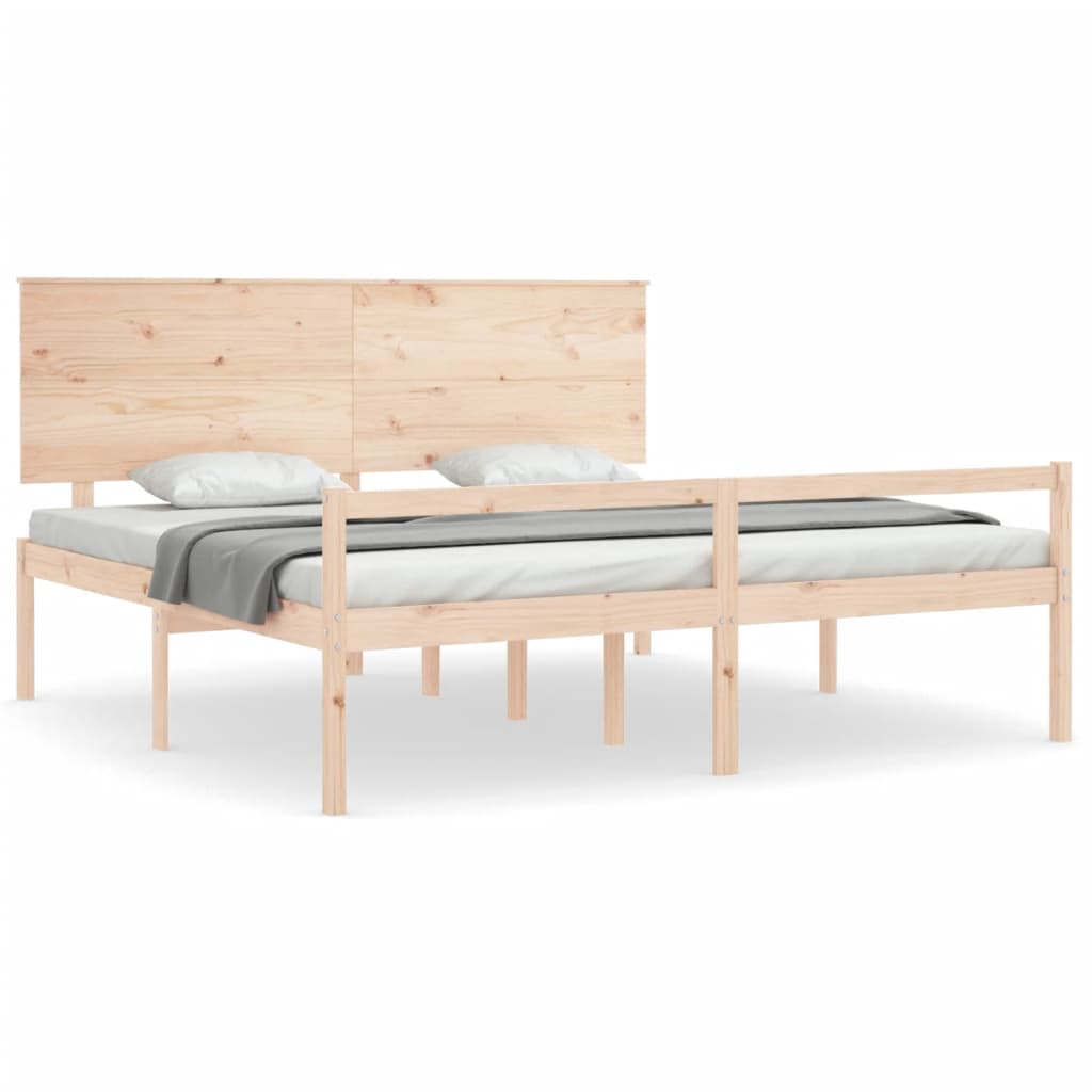 Letto per Anziani con Testiera Bianco Super King Legno Massello