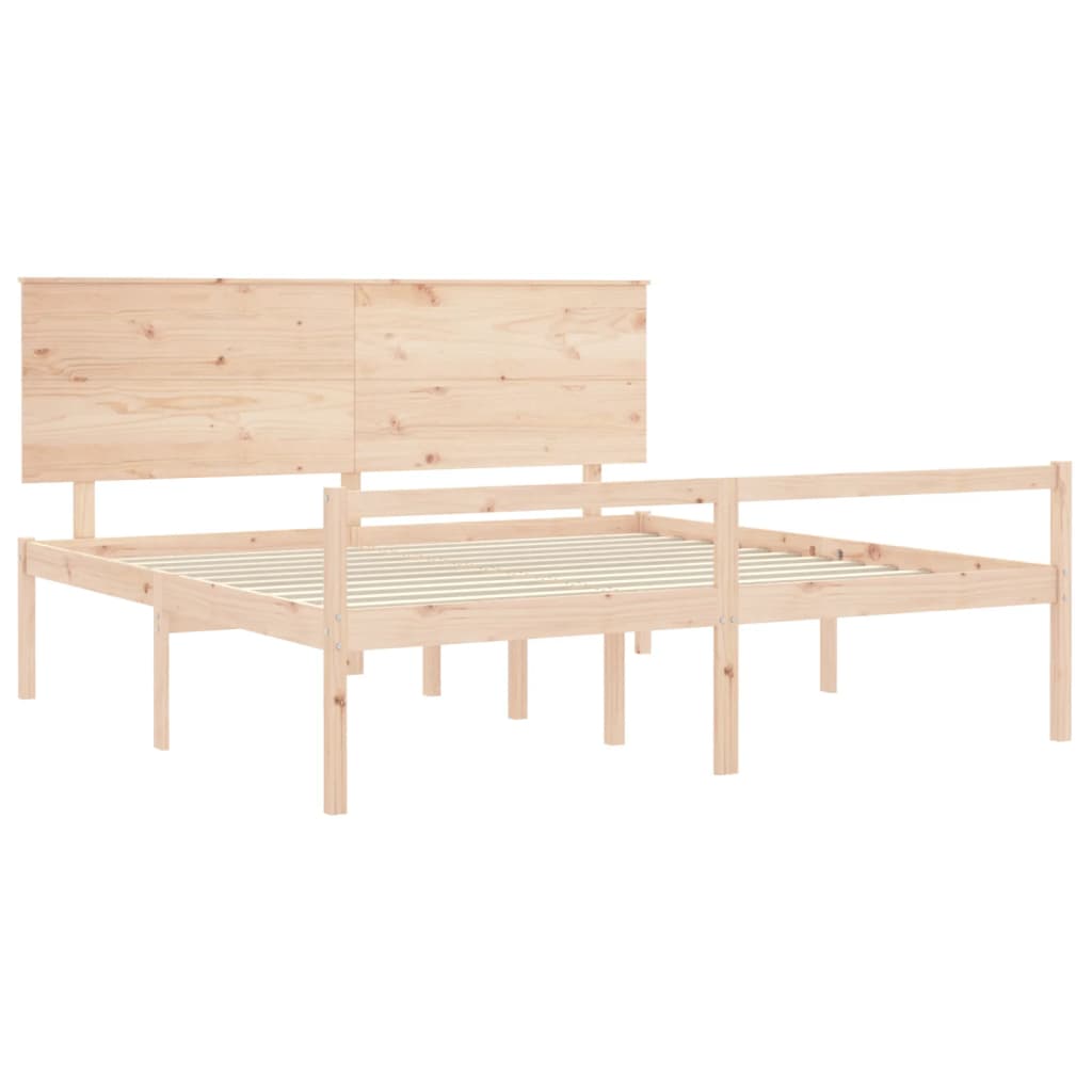 Letto per Anziani con Testiera Bianco Super King Legno Massello