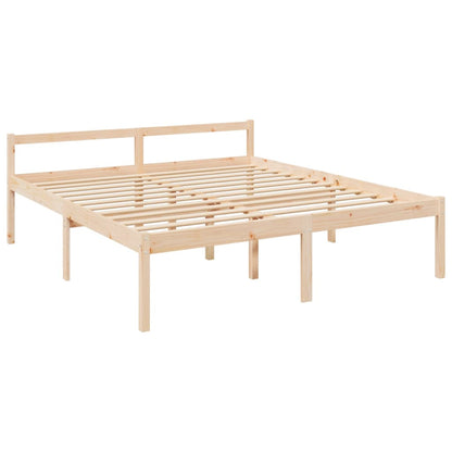 Letto per Anziani con Testiera Bianco Super King Legno Massello