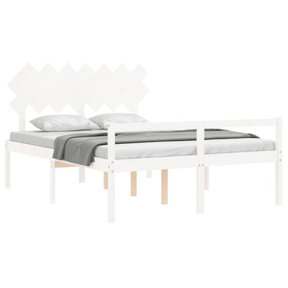 Letto per Anziani con Testiera Bianco 140x190 cm Legno Massello