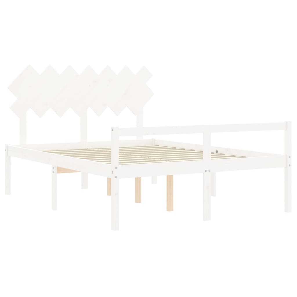 Letto per Anziani con Testiera Bianco 140x190 cm Legno Massello