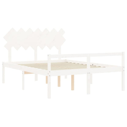 Letto per Anziani con Testiera Bianco 140x190 cm Legno Massello